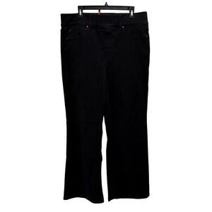 Spanx‎ Womens Black Denim Pull On Wide Leg Jeans Plus Size 2X Tall Stretch